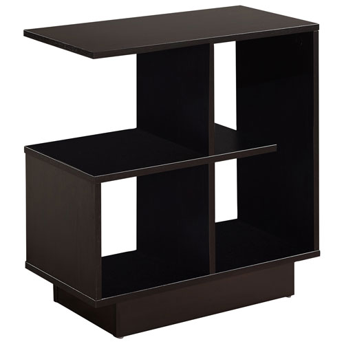 Monarch Modern Open Concept Shelves Rectangular Side Accent Table - Cappuccino