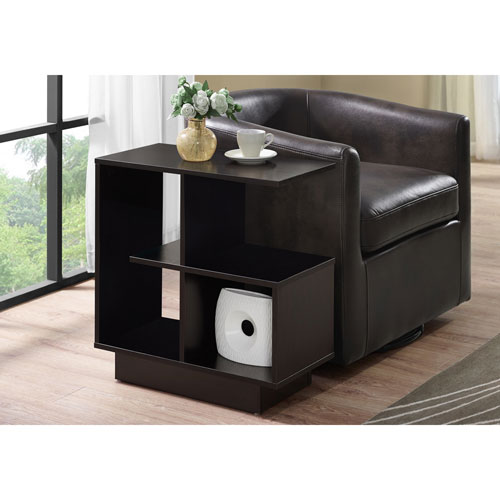 Monarch Modern Open Concept Shelves Rectangular Side Accent Table - Cappuccino
