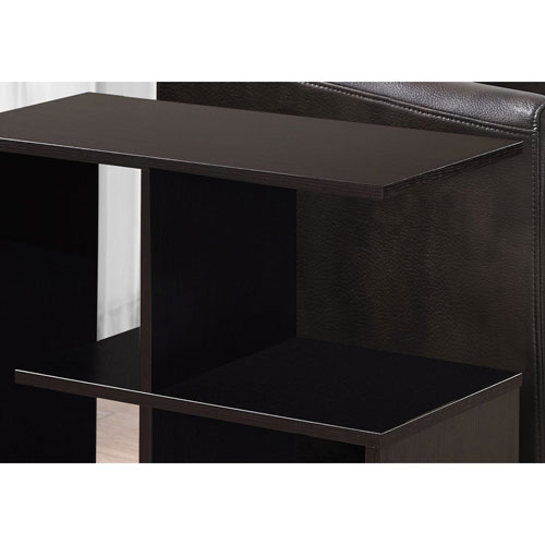 Monarch Modern Open Concept Shelves Rectangular Side Accent Table - Cappuccino