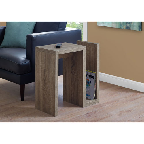 Monarch Modern Rectangular Open Storage Side Accent Table - Dark Taupe