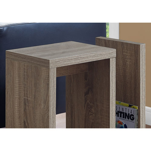 Monarch Modern Rectangular Open Storage Side Accent Table - Dark Taupe