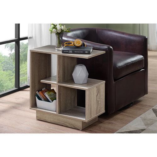 Monarch Modern Open Concept Shelves Rectangular Side Accent Table - Dark Taupe