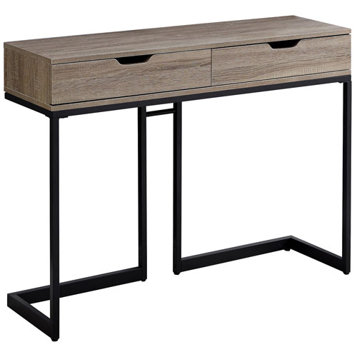 Monarch Modern Rectangular Console Table With 2 Drawers - Dark Taupe