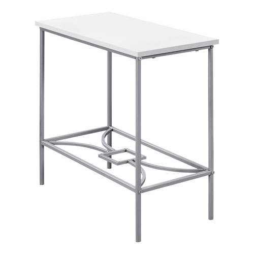 Monarch Contemporary Rectangular End Table - White/Silver