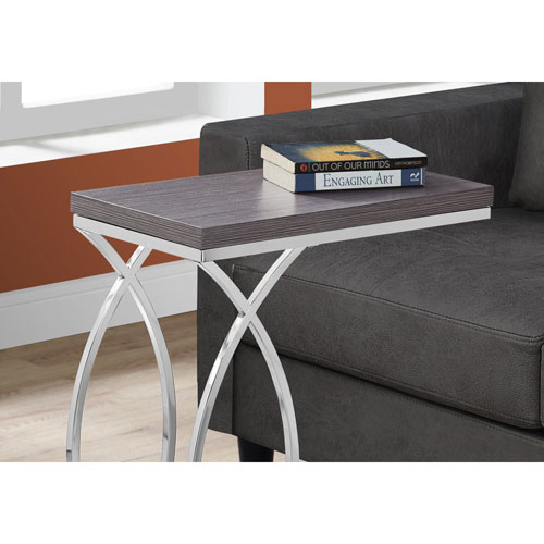 Monarch Modern Rectangular End Table - Grey/Chrome