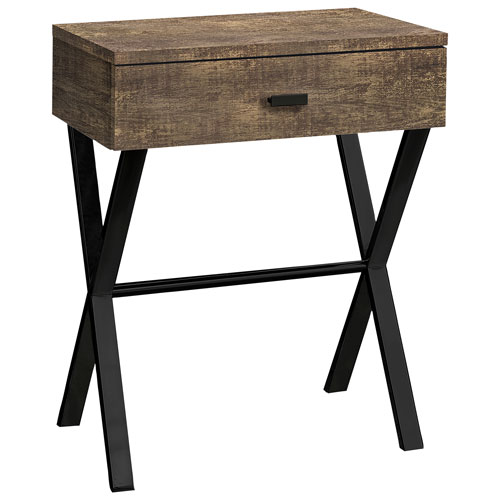 Monarch Modern Rectangular End Table with Storage - Brown/Black