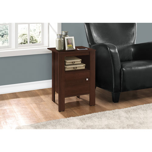 Monarch Contemporary Square End Table with Open Shelf and Closed Cabinet - Cherry