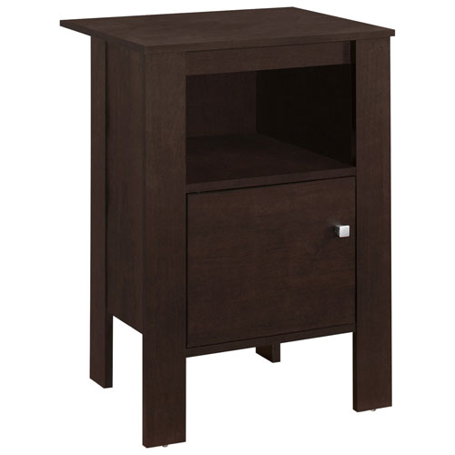 Monarch Contemporary Square End Table with Open Shelf and Closed Cabinet - Cappuccino