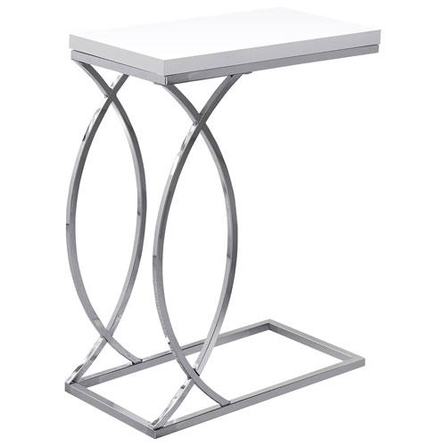 Monarch Modern Rectangular End Table - White/Chrome
