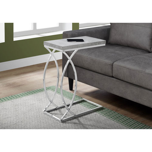 Monarch Modern Rectangular End Table - Cement Grey/Chrome