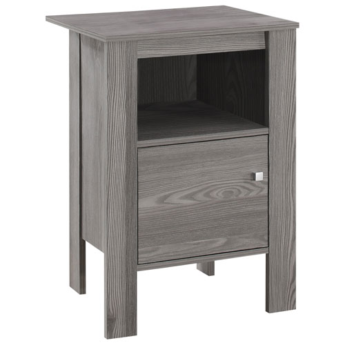 Monarch Contemporary Square End Table with Open Shelf and Closed Cabinet - Grey