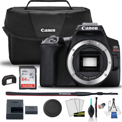 Canon EOS Rebel SL3 DSLR Camera (Black, Body Only) with Canon EOS Bag | Sandisk Ultra 64GB Card | Clean and Care Kit - US Version w/ Seller Warranty