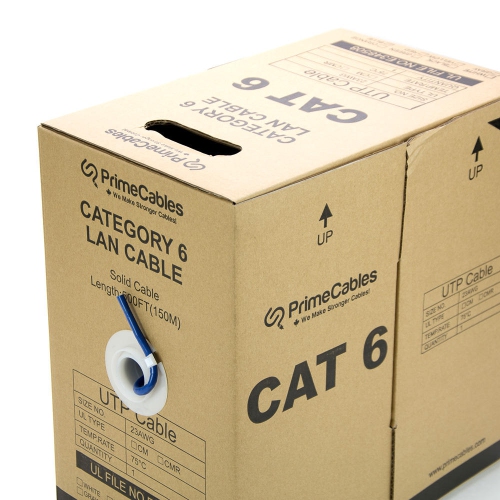 Cat6 23AWG UTP Solid Bulk Cable, CMR-Rated, 500ft - PrimeCables®