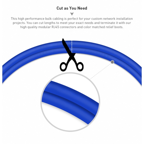 Cat6 23AWG UTP Solid Bulk Cable CM-Rated 500ft - Blue