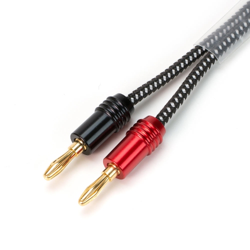 6ft Premium 14AWG Braided Speaker Wire with Gold Plated Banana Plug Connectors - PrimeCables®