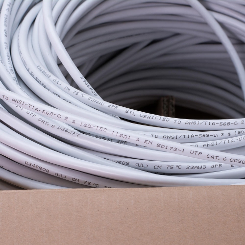 Cat6 23AWG UTP Solid Bulk Cable, CM-Rated, 500ft - PrimeCables®