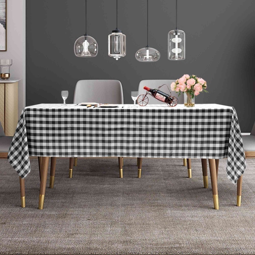 Costway Polyester Tablecloth Rectangle Table Stain Resistant Buffalo Plaid Table Cover 60'' X 126'' Set of 10