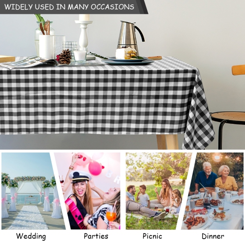 Costway Polyester Tablecloth Rectangle Table Stain Resistant Buffalo Plaid Table Cover 60'' X 126'' Set of 10