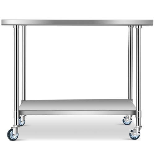 Costway 30'' x 48'' Stainless Steel Commercial Kitchen Work Table w/ 4 Wheels
