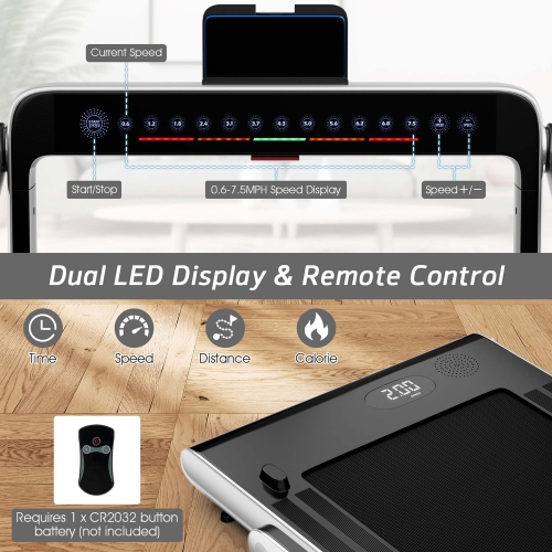 Tapis de course pliable 2 en 1SuperFit – Moteur 2,25 CV – Double écran – Haut-parleur