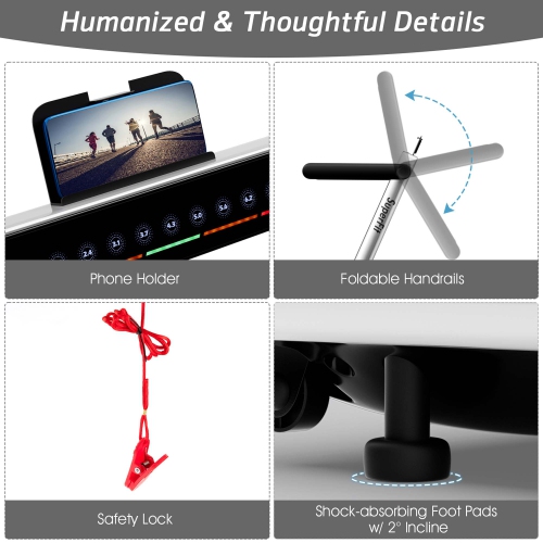 Tapis de course pliable 2 en 1SuperFit – Moteur 2,25 CV – Double écran – Haut-parleur