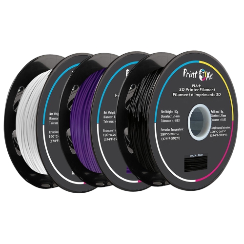 3D PLA+ / Pro PLA 3 Packs of White / Purple / Black Colours Filament for 3D Printers - 1.75 mm Diameter - Each 1 Kg Net on Spool Accuracy +/- 0.03mm