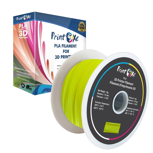 3D PLA+ / Pro PLA jaune fluorescent Super Filament pour imprimantes 3D - 1.75 mm de diamètre - 1 kg net sur bobine précision dimensionnelle +/- 0.03