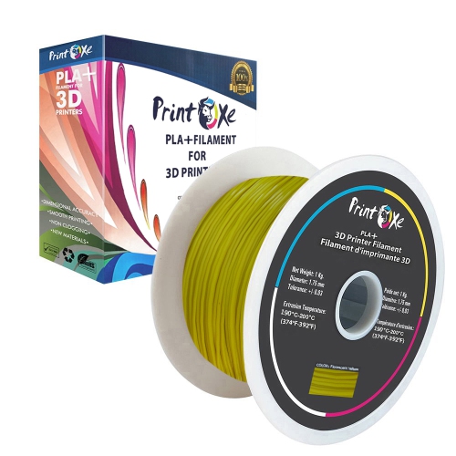 3D PLA+ / Pro PLA 4 paquets | Noir / blanc / jaune fluorescent / bois foncé | Filament pour imprimantes 3D - 1.75 mm - chaque filet de 1 kg sur