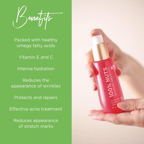 Beauty Nut 100% Pure USDA Certified Organic Scented Argan Oil, Green Tea, 50ml | 1.7oz