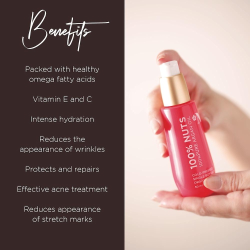 Beauty Nut 100% Pure USDA Certified Organic Scented Argan Oil, Dark Chocolate and Vanilla, 50ml | 1.7oz