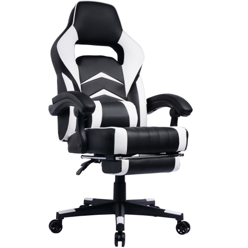 GamingChair Ergonomic PU Leather Racing Gaming Chair with Footrest & Reclining Backrest