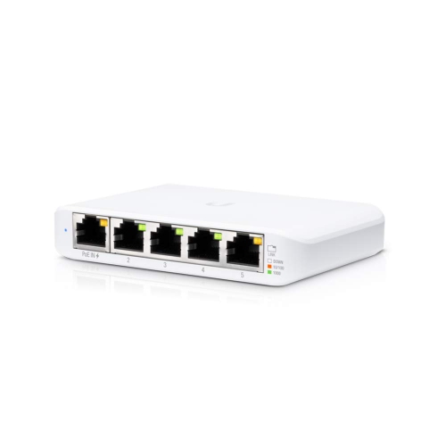 Ubiquiti Unifi Switch Flex Mini 5-Port Managed Gigabit Ethernet Switch Powered by 802.3AF/AT PoE or 5V, 1A USB-C Power Adapter
