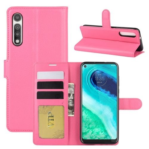 [CS] Motorola Moto G Fast 2020 Case, Magnetic Leather Folio Wallet Flip Case Cover with Card Slot, Hot Pink