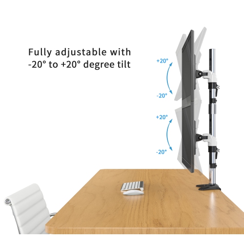 SHOPPINGALL Dual Vertical LCD Monitor Arm Desk Mount/Stand Arm for Monitor up to 32", Both Desk Clamp and Grommet Mounting Options in The Box SA-AE20