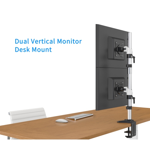 SHOPPINGALL Dual Vertical LCD Monitor Arm Desk Mount/Stand Arm for Monitor up to 32", Both Desk Clamp and Grommet Mounting Options in The Box SA-AE20