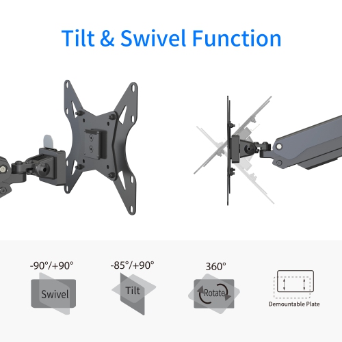 SHOPPINGALL Fully Adjustable Dual Gas Spring Wall Mount LCD with Swing Arm for Monitors Screens up to 32" - SA-GA24W+A05