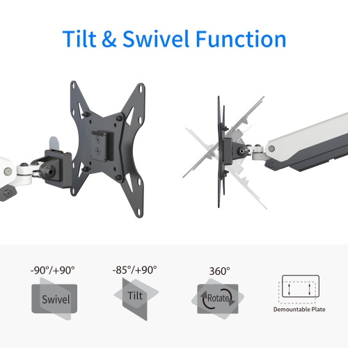 SHOPPINGALL Fully Adjustable Dual Gas Spring Wall Mount LCD with Swing Arm for Monitors Screens up to 32" - SA-GA24W+A05