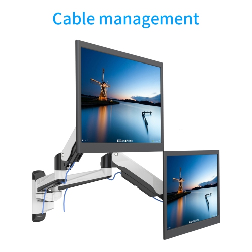 SHOPPINGALL Fully Adjustable Dual Gas Spring Wall Mount LCD with Swing Arm for Monitors Screens up to 32" - SA-GA24W+A05