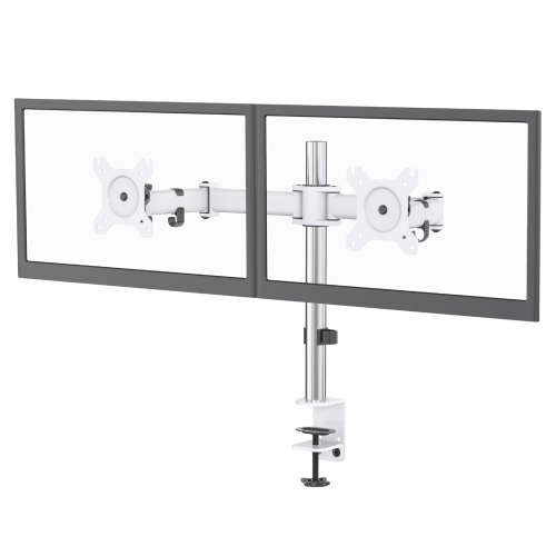 SHOPPINGALL Dual LCD LED Monitor Desk Mount Stand with C-clamp and Grommet Mounting Options | Heavy Duty Fully Adjustable Arms Hold 2 Screens up to