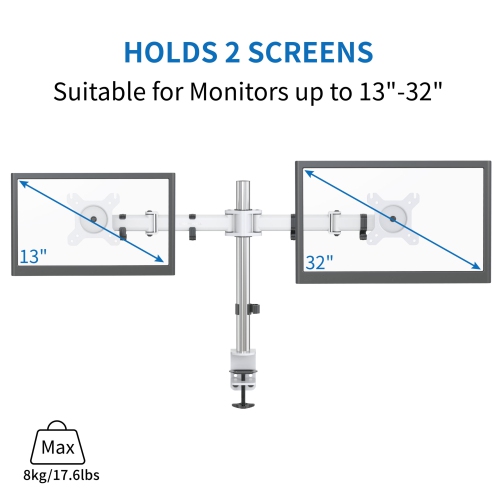 SHOPPINGALL Dual LCD LED Monitor Desk Mount Stand with C-clamp and Grommet Mounting Options | Heavy Duty Fully Adjustable Arms Hold 2 Screens up to