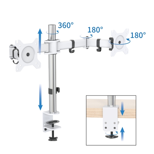 SHOPPINGALL Dual LCD LED Monitor Desk Mount Stand with C-clamp and Grommet Mounting Options | Heavy Duty Fully Adjustable Arms Hold 2 Screens up to