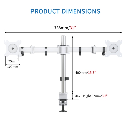 SHOPPINGALL Dual LCD LED Monitor Desk Mount Stand with C-clamp and Grommet Mounting Options | Heavy Duty Fully Adjustable Arms Hold 2 Screens up to