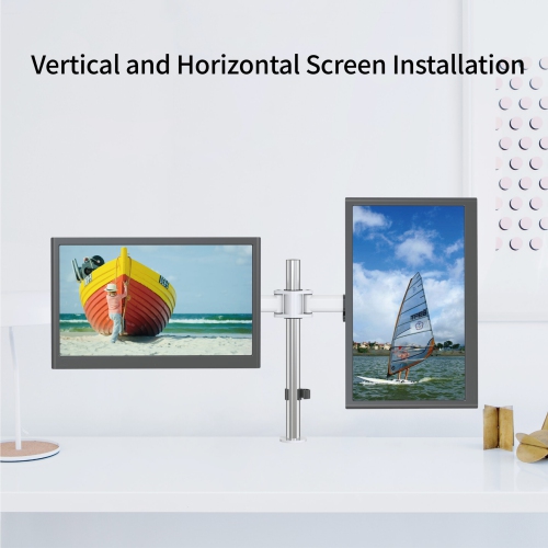 SHOPPINGALL Dual LCD LED Monitor Desk Mount Stand with C-clamp and Grommet Mounting Options | Heavy Duty Fully Adjustable Arms Hold 2 Screens up to