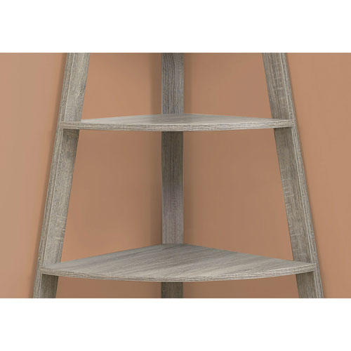 Bibliothèque en coin de 60 po à 4 tablettes de Monarch - Taupe foncé