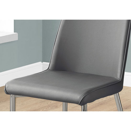 Retro Contemporary Faux Leather Dining Chair - Set of 2 - Grey