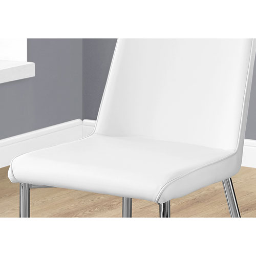 Chaise de salle à manger contemporaine de style rétro en similicuir - Ensemble de 2 - Blanc