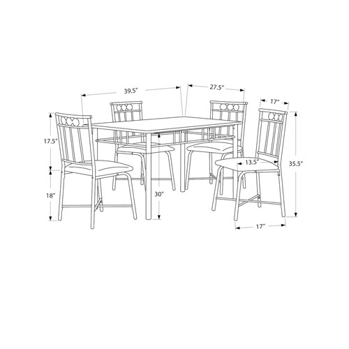 Contemporary 5-Piece Casual Dining Set - Black