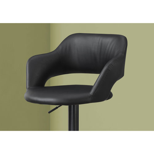Tabouret de bar contemporain à hauteur ajustable en similicuir - Noir