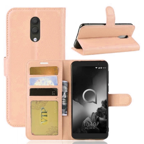 [CS] Alcatel – Étui 1x, étui folio en cuir magnétique à rabat avec fente pour carte, rose doré