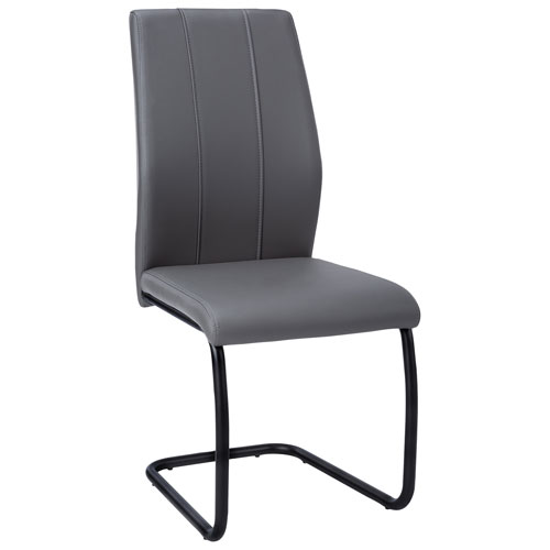 Chaise de salle à manger contemporaine en similicuir avec pattes en U - Ensemble de 2 - Gris/Noir